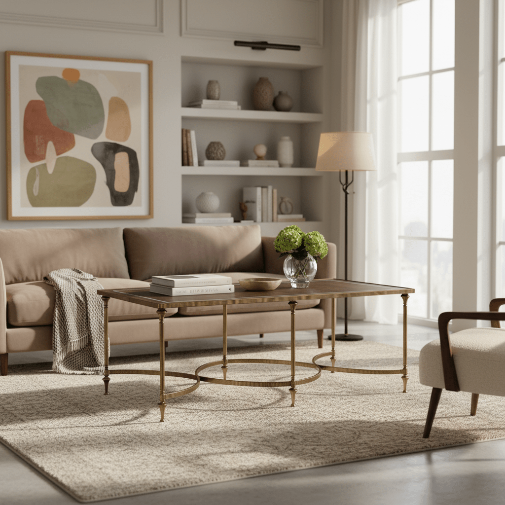 Curated Collection - Rectangular Dark Santos & Brass Coffee Table Coffee Tables| Jonathan Charles