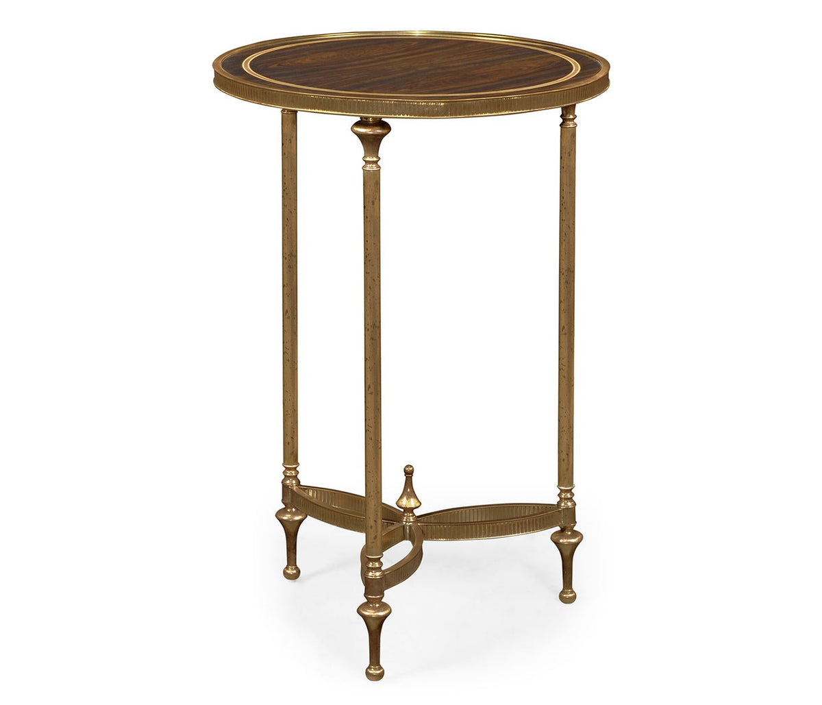 Curated Collection - Small Round Dark Santos & Brass End Table Accent & End Tables| Jonathan Charles