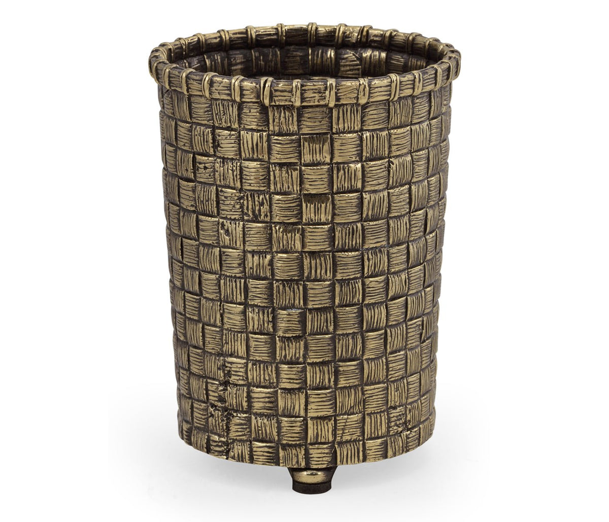 Curated Collection - Woven Light Antique Brass Pencil Cup Ground Decors| Jonathan Charles