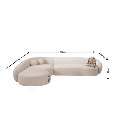Curved L - Shaped Sofa with Chaise Lounge - off - white - Al Rugaib Furniture