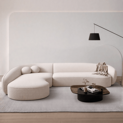 Curved L - Shaped Sofa with Chaise Lounge - off - white - Al Rugaib Furniture