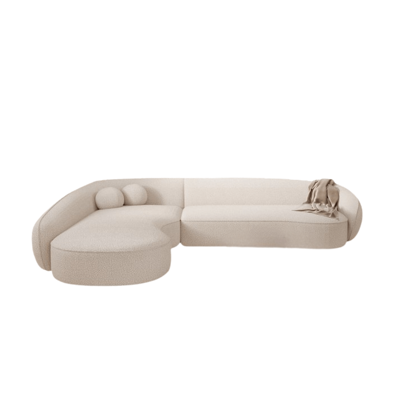 Curved L-Shaped Sofa with Chaise Lounge - off-white Corner Sofas| Otath