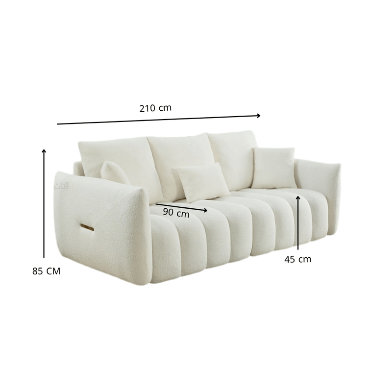 Curved Lines Lounge Sofa – 3 Seats – off - white - Al Rugaib Furniture