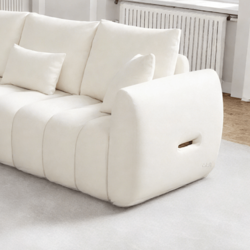 Curved Lines Lounge Sofa – 3 Seats – off - white - Al Rugaib Furniture