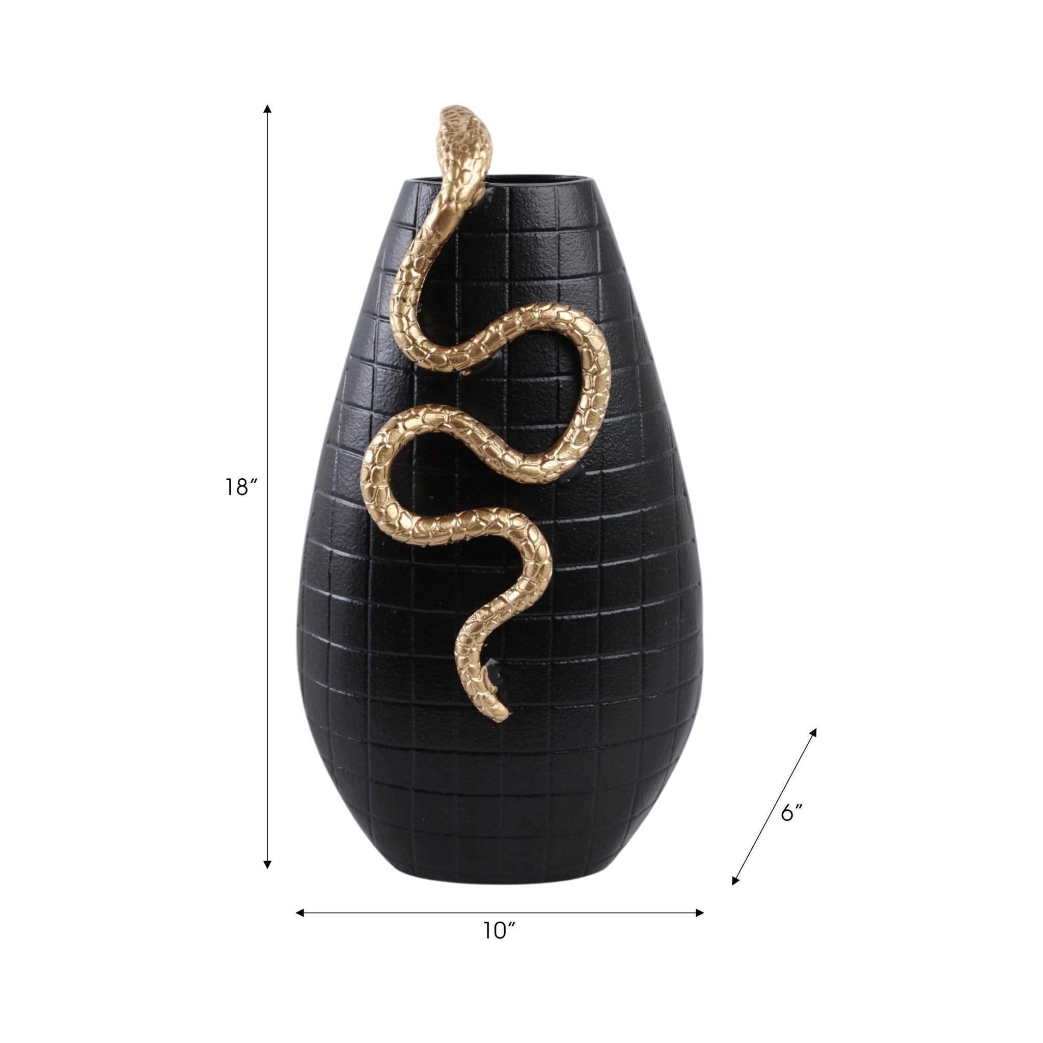 Curved Snake On Vase, Black/gold Vases and Jars| Sagebrook Home