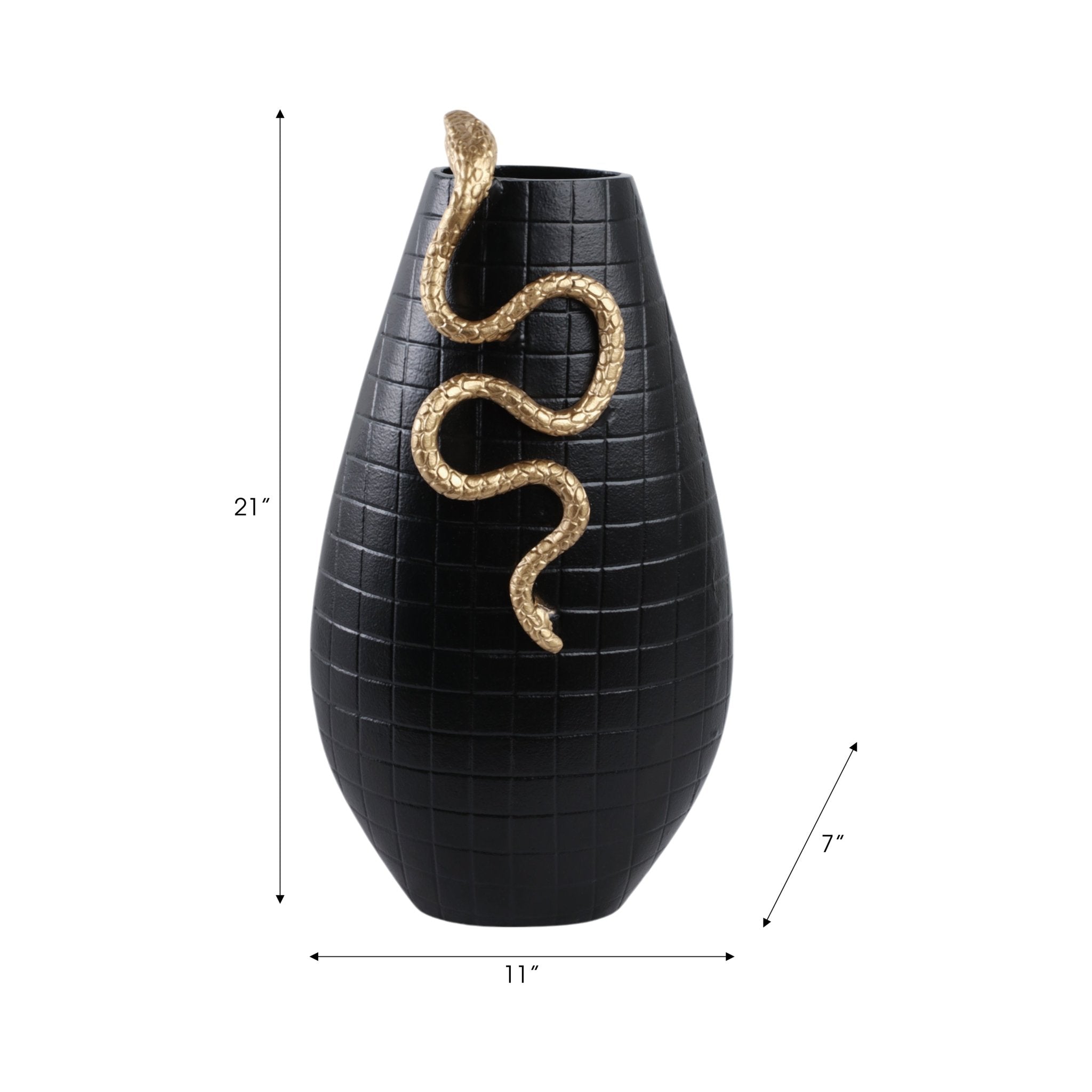 Curved Snake On Vase, Black/gold Vases and Jars| Sagebrook Home