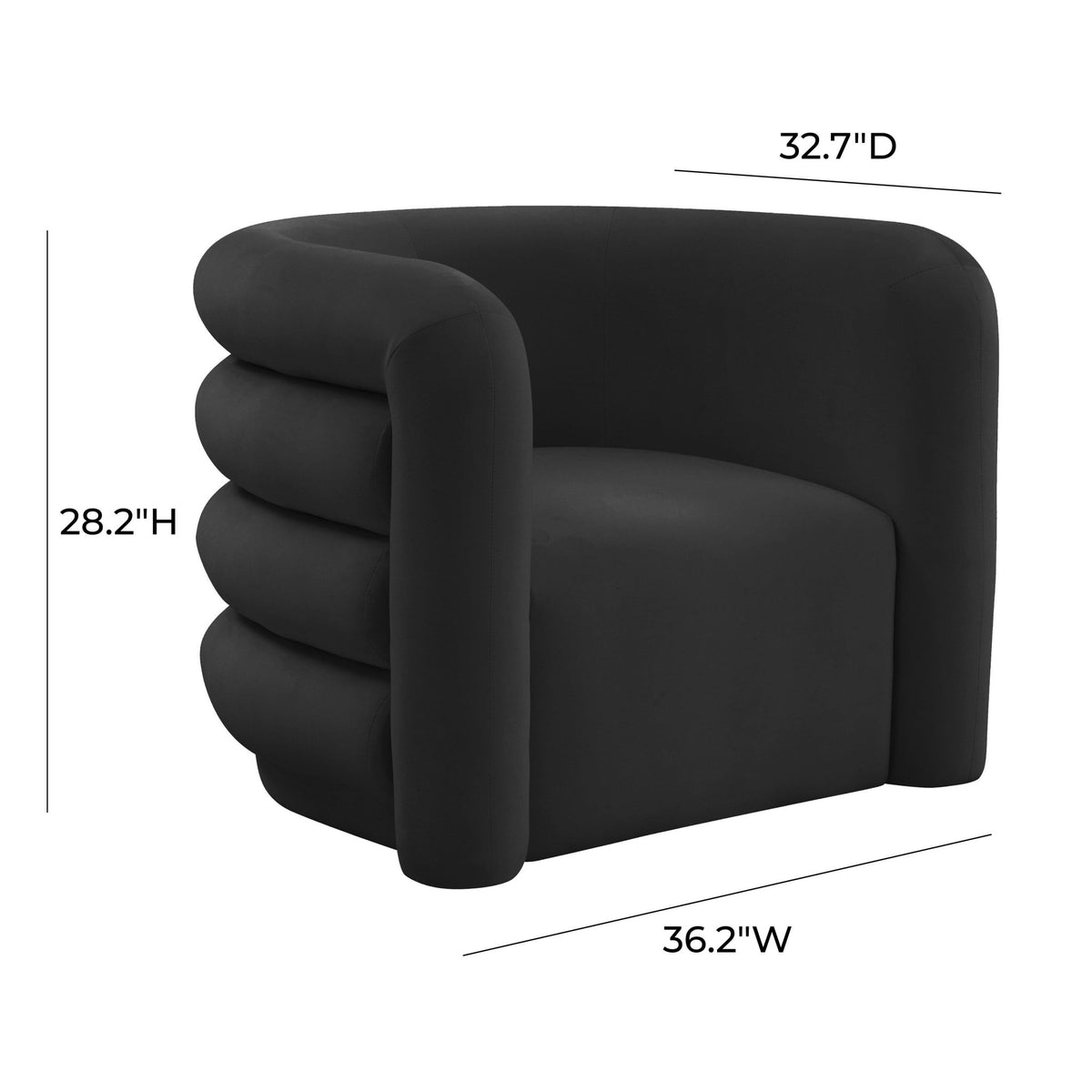 Curves Black Velvet Lounge Chair Chairs| TOV