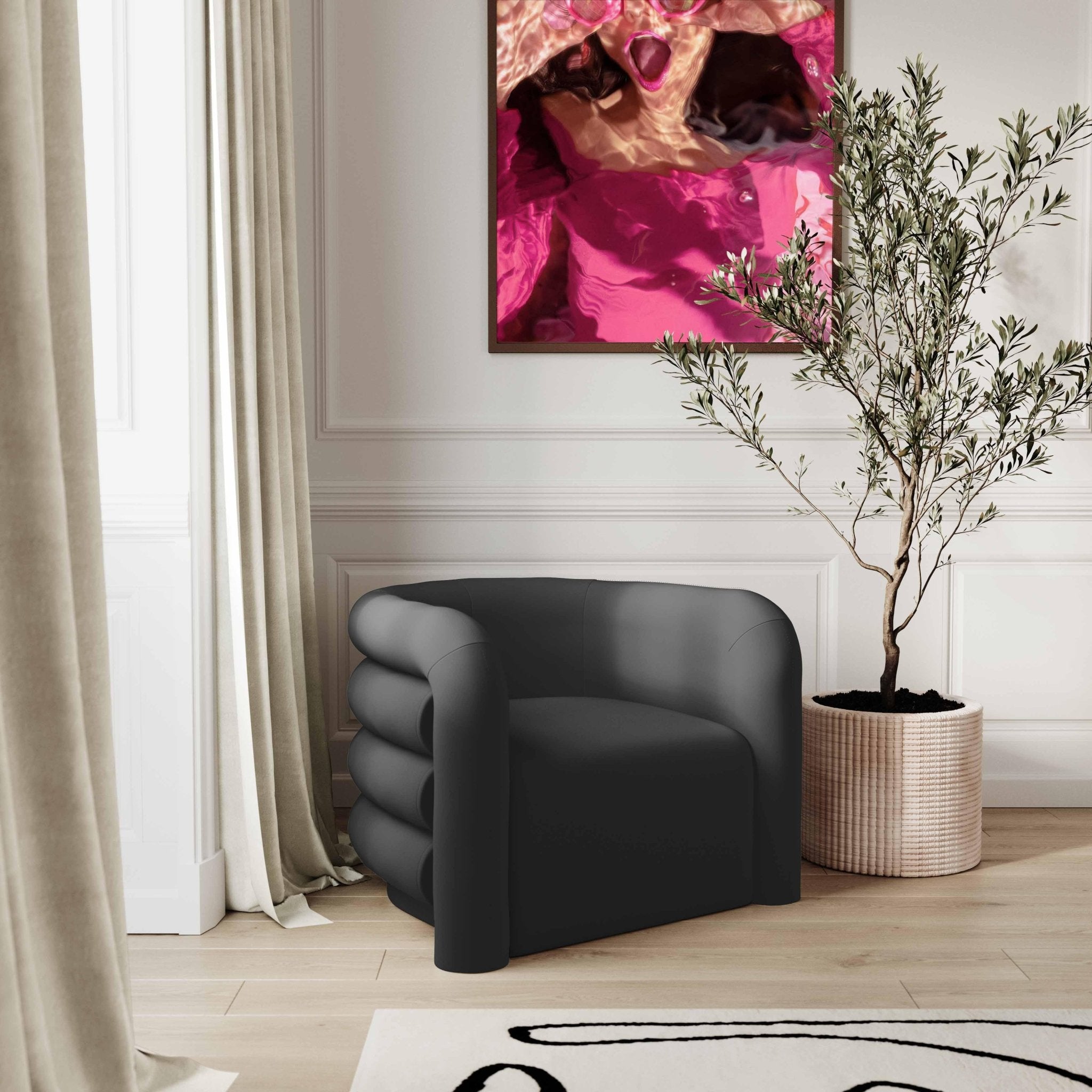 Curves Black Velvet Lounge Chair Chairs| TOV