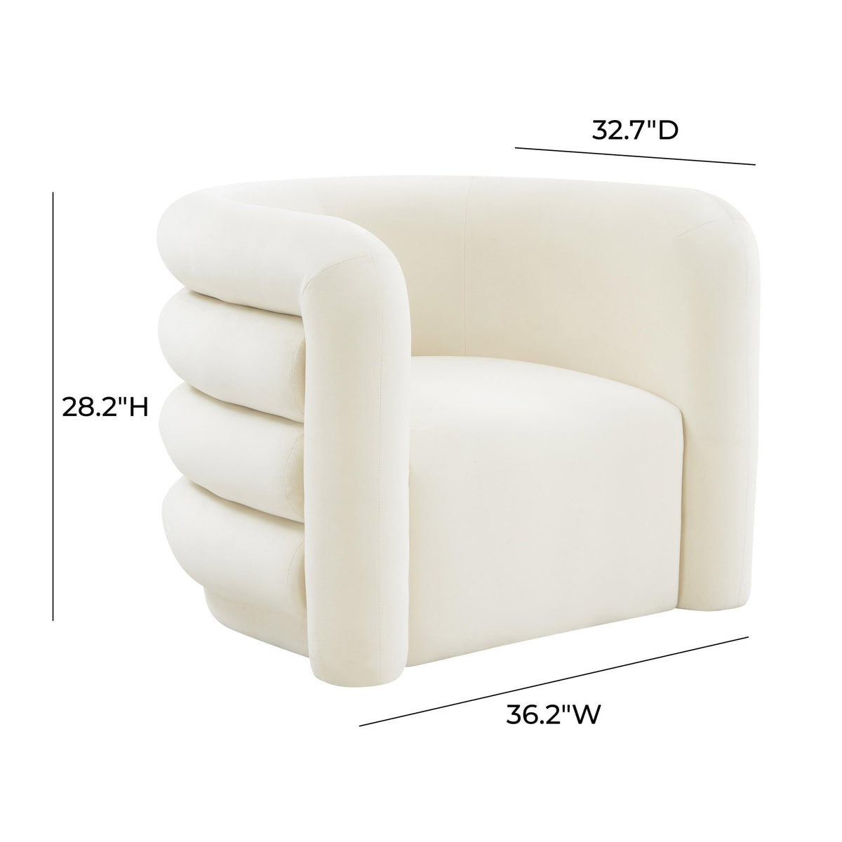 Curves Cream Velvet Lounge Chair Chairs| TOV