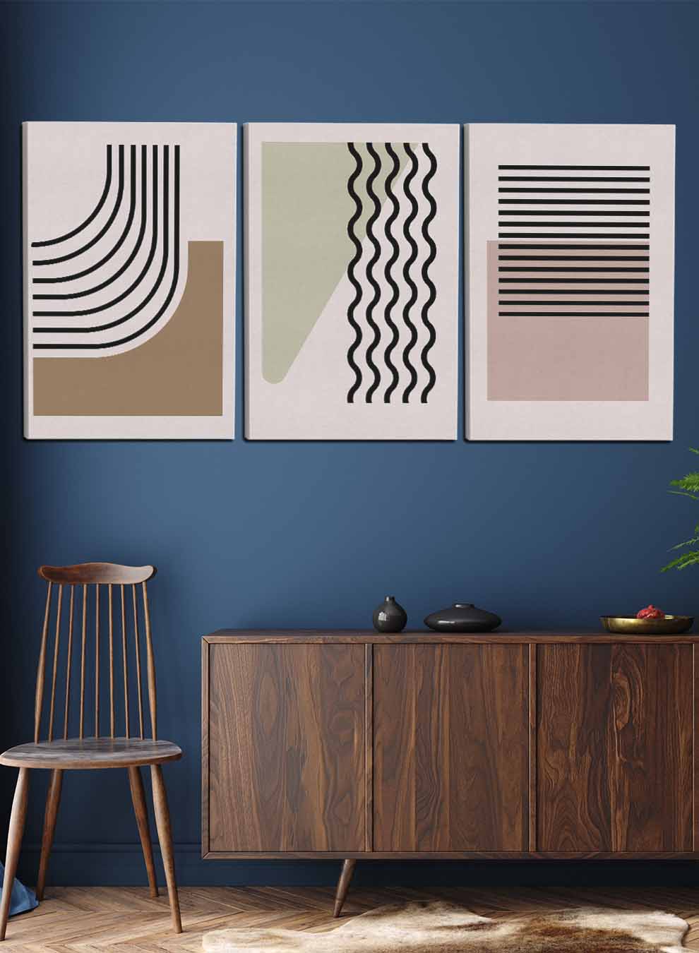 Curves Lines Paintings(set of 3) Paintings & Pictures| LOWHA