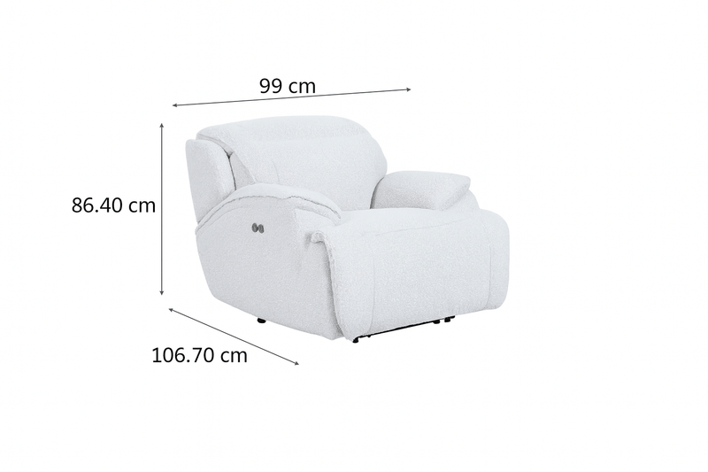 Cushy White Power Motion Arm Chair ( 99cm) - Al Rugaib Furniture