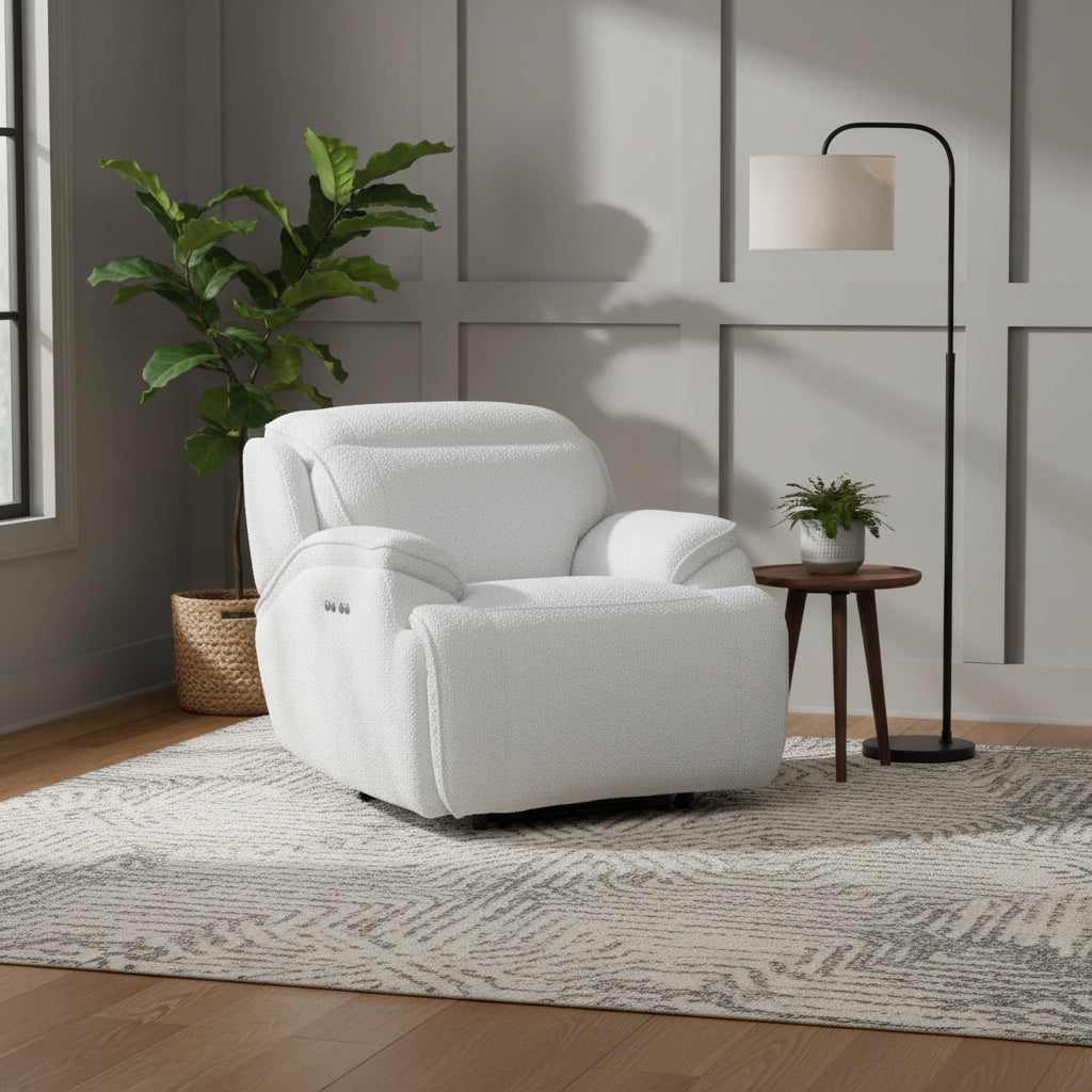 Cushy White Power Motion Arm Chair ( 99cm) Recliners| Roots Furniture