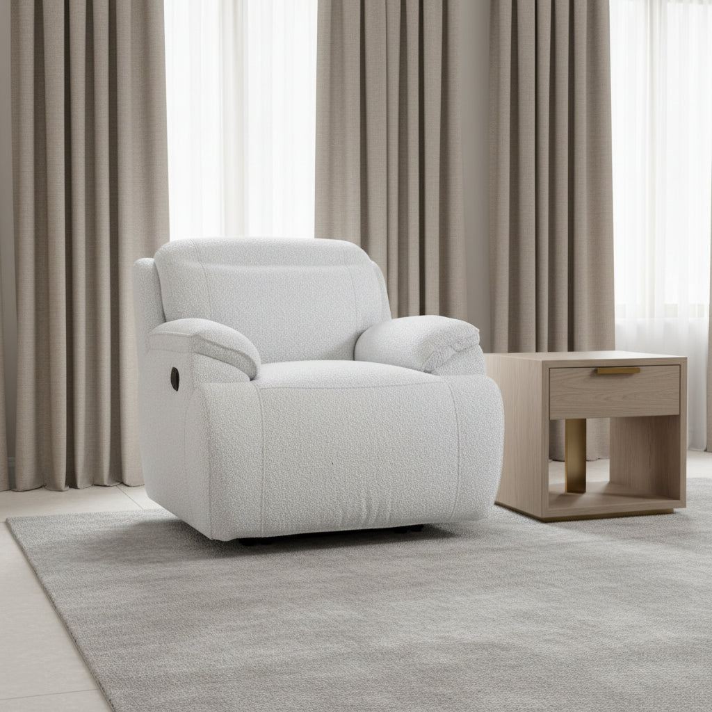Cushy White Power Motion Arm Chair ( 99cm) - Al Rugaib Furniture