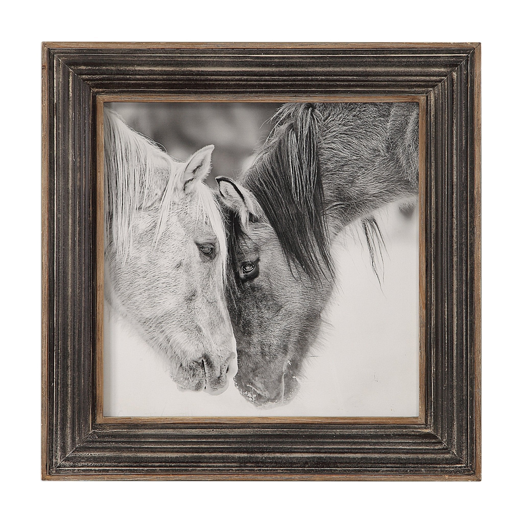 Custom Black And White Horses Framed Print Paintings & Pictures| Uttermost