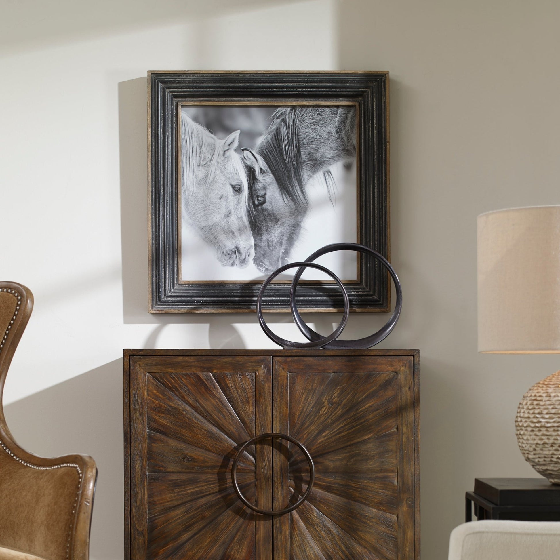 Custom Black And White Horses Framed Print Paintings & Pictures| Uttermost