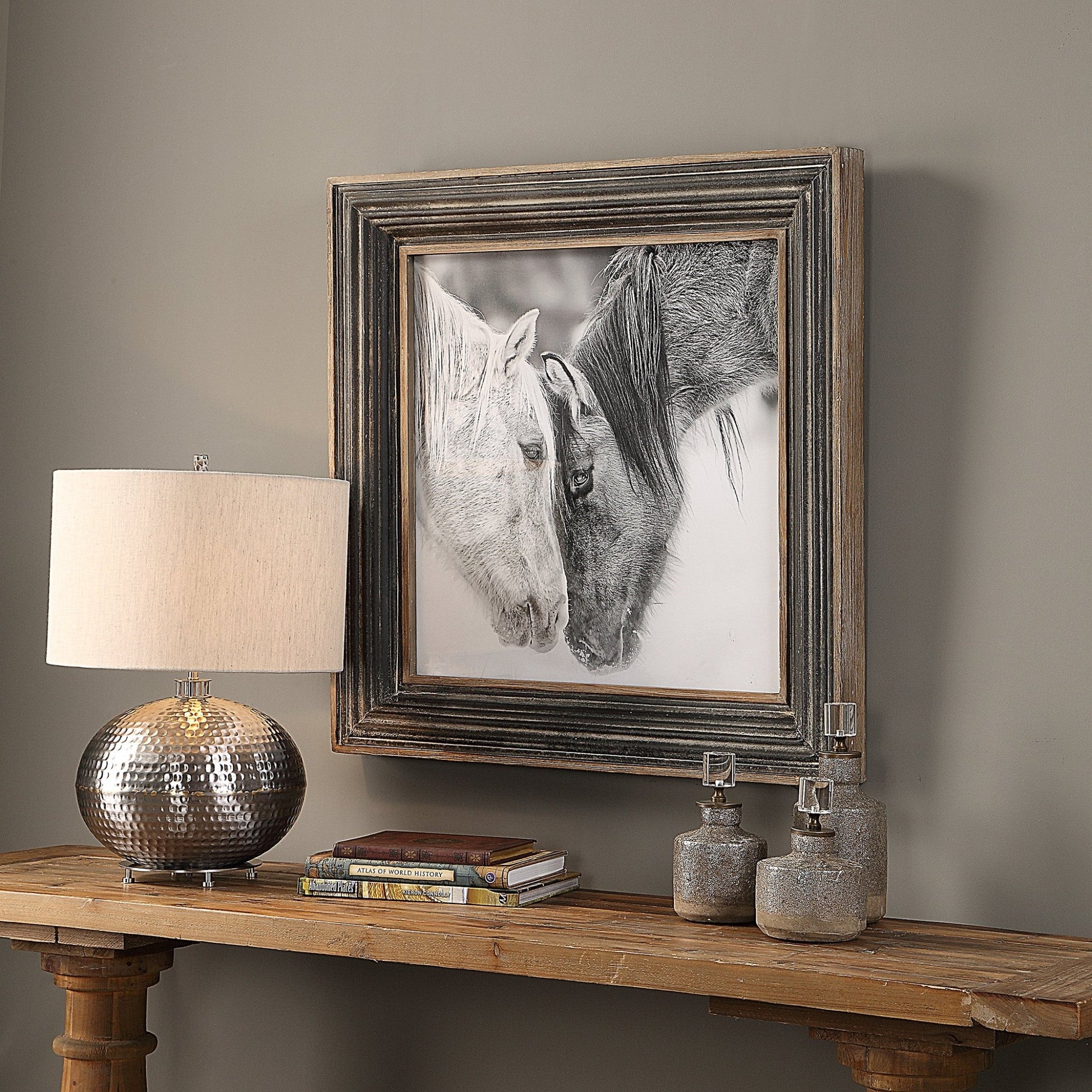 Custom Black And White Horses Framed Print Paintings & Pictures| Uttermost