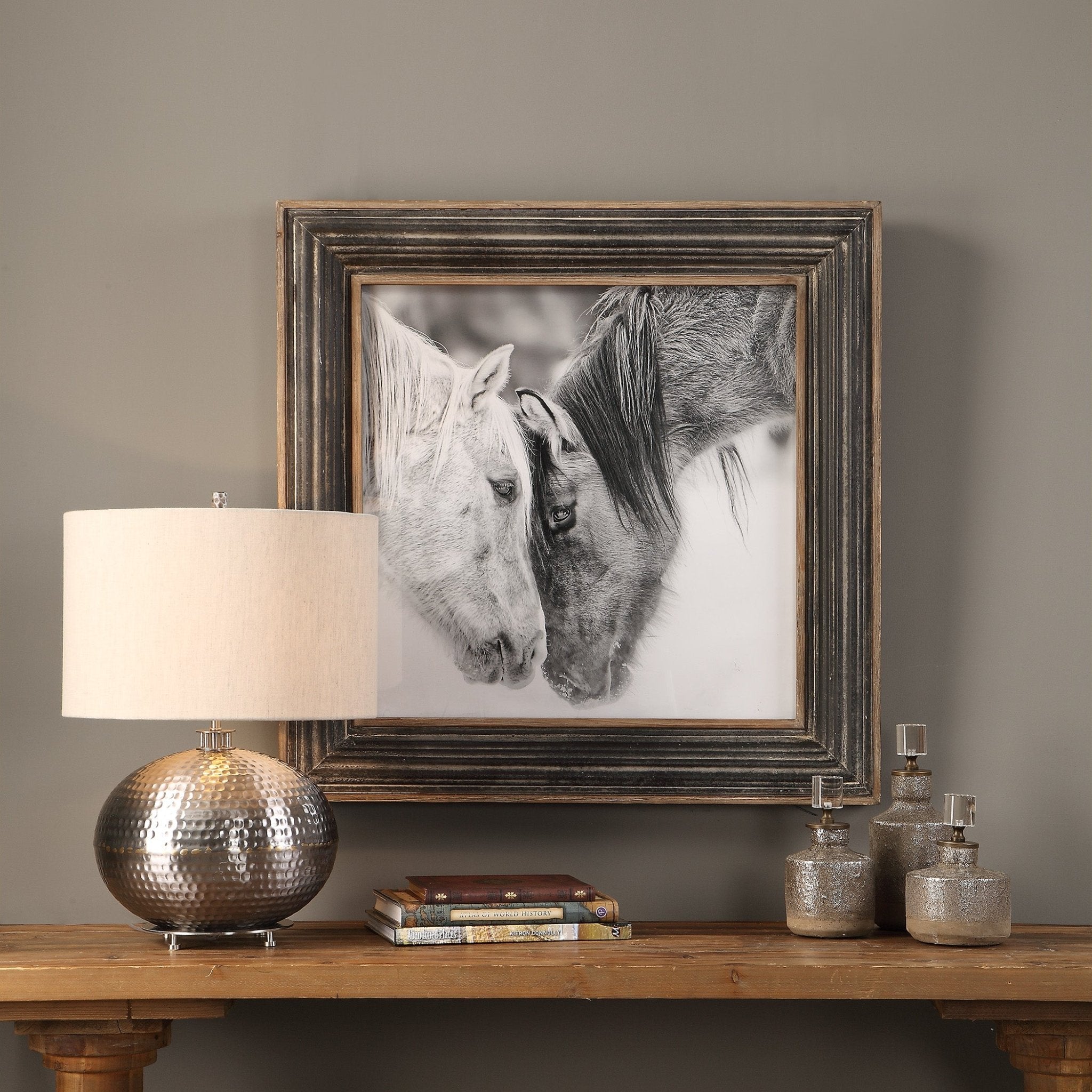 Custom Black And White Horses Framed Print Paintings & Pictures| Uttermost