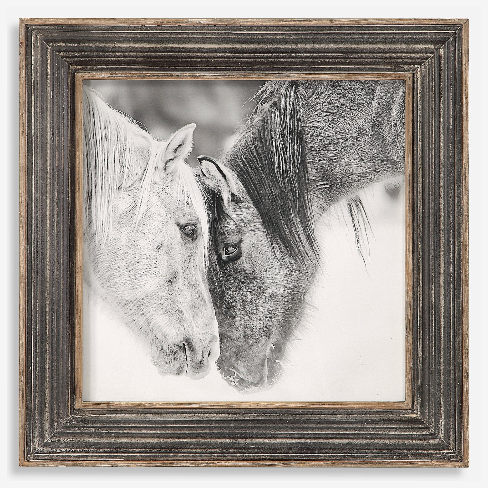 Custom Black And White Horses Framed Print Paintings & Pictures| Uttermost