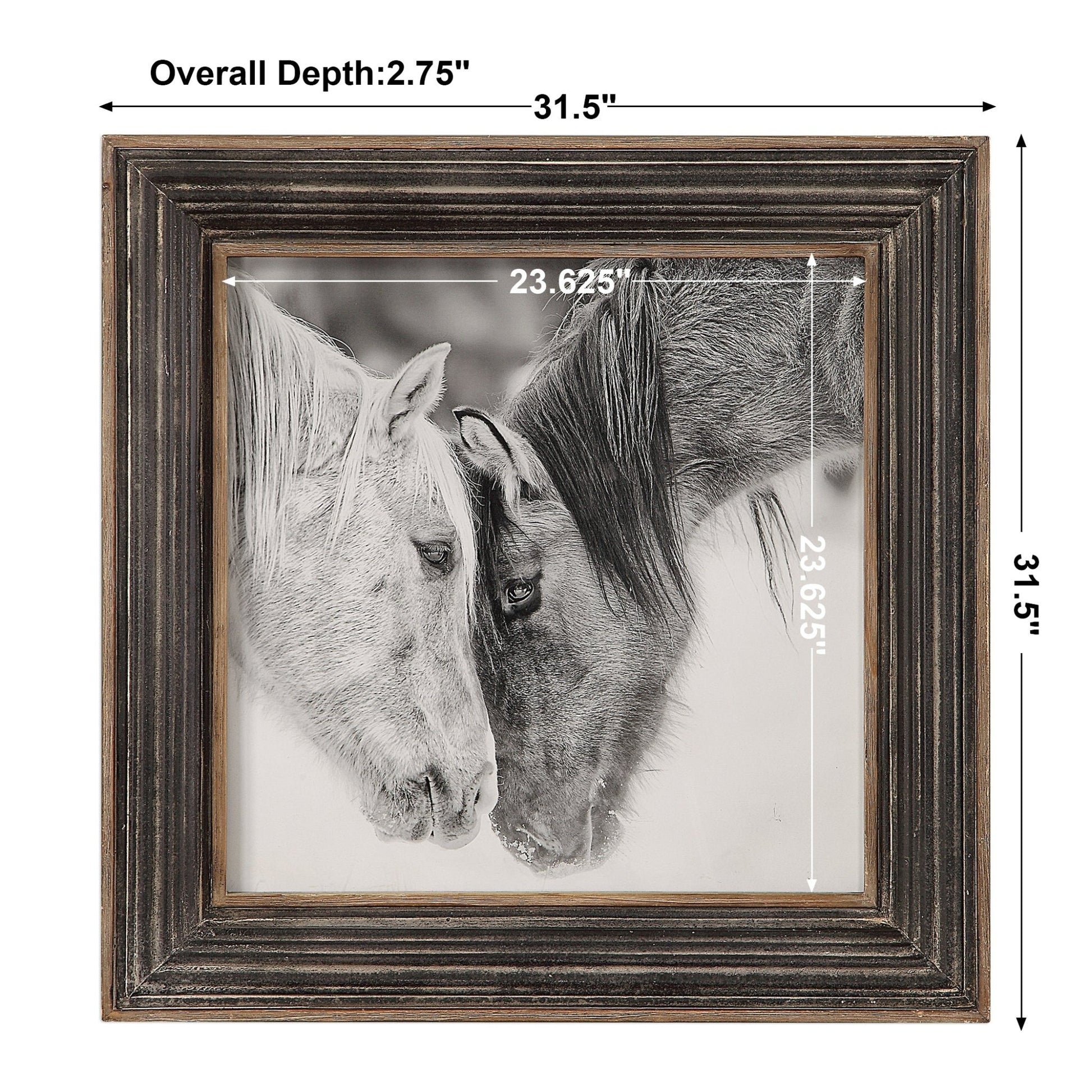 Custom Black And White Horses Framed Print Paintings & Pictures| Uttermost