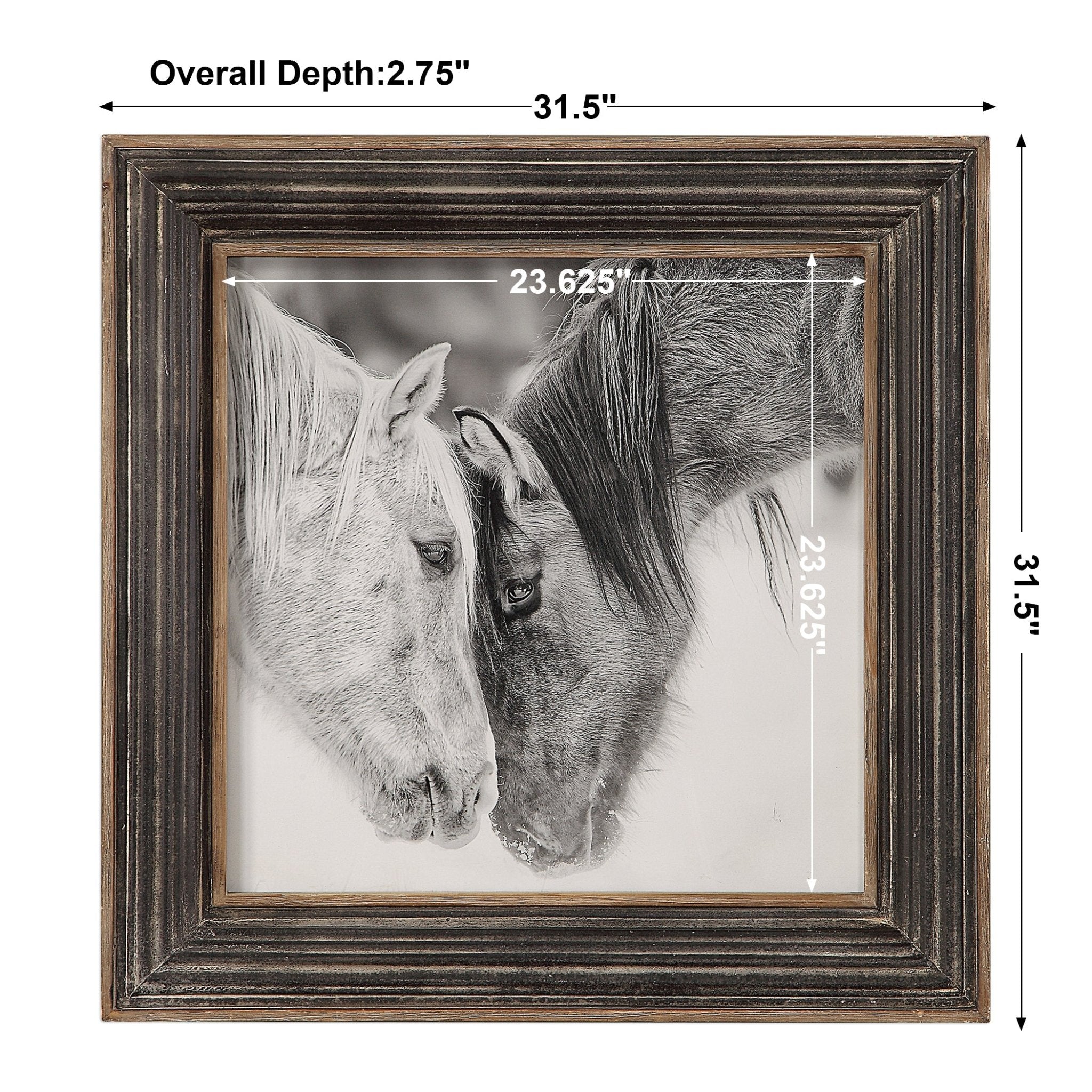 Custom Black And White Horses Framed Print Paintings & Pictures| Uttermost