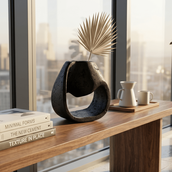 CUT OUT BLACK TRAVERTINE SCULPTURE Table Decors| Uttermost