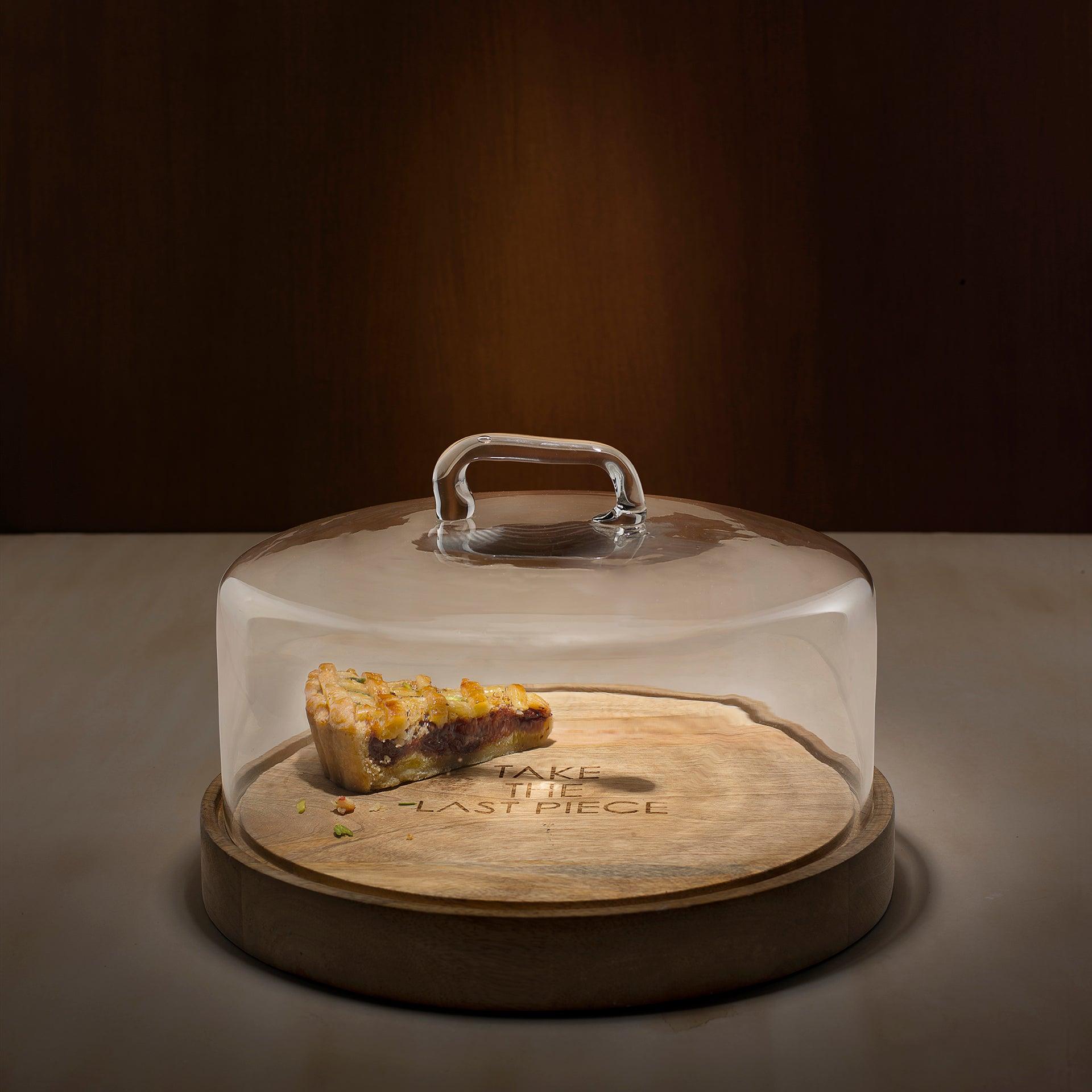 Cylindrical Glass Cloche With Wooden Base Tray| Roots Furniture