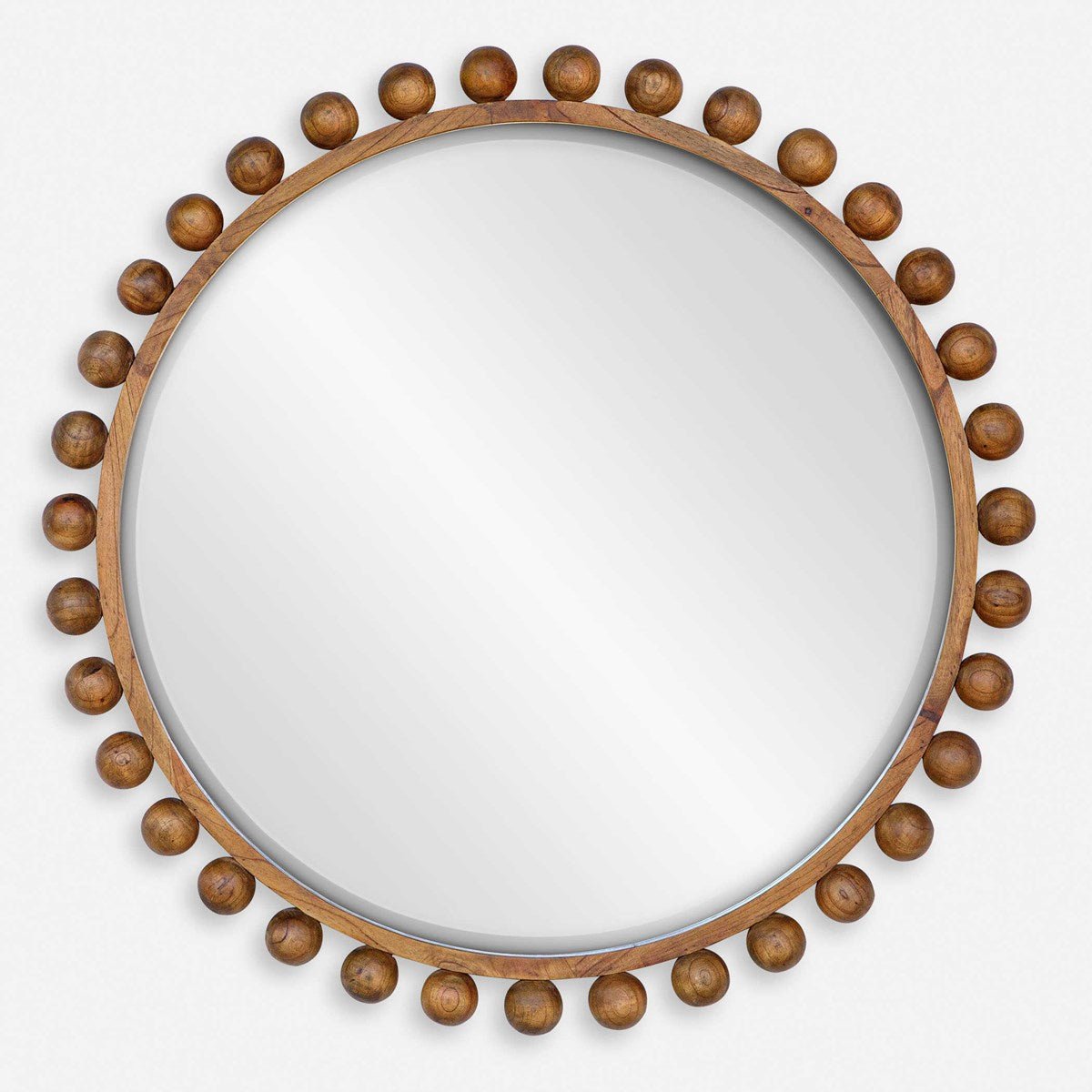 Cyra Wood Round Mirror, Walnut Mirrors| Uttermost