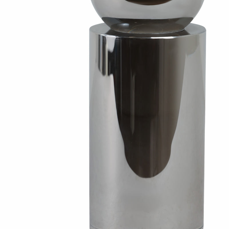 GLASS 11H PILLAR CANDLE HOLDER, SMOKE