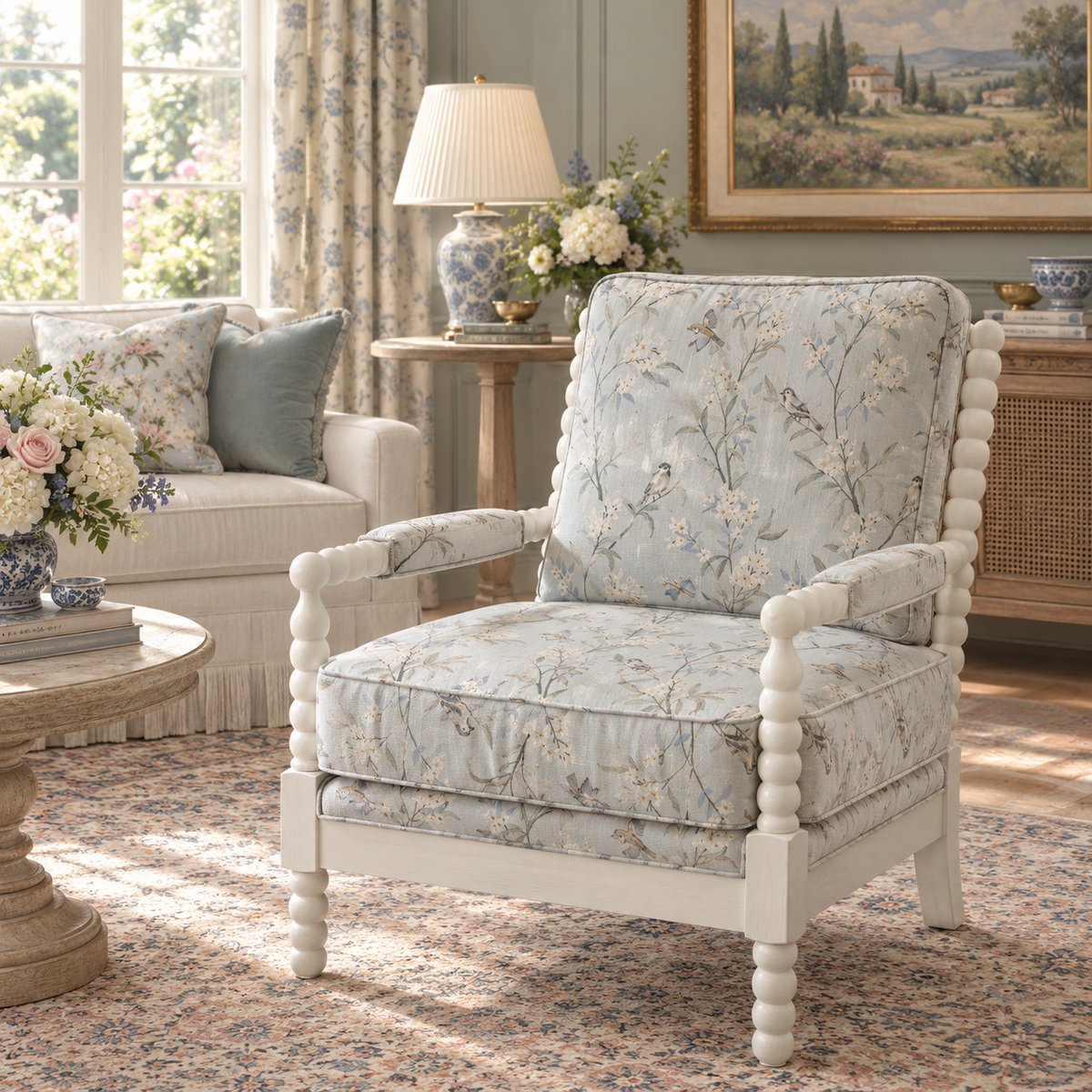 Evergreen Floral Patterns Accent Chair