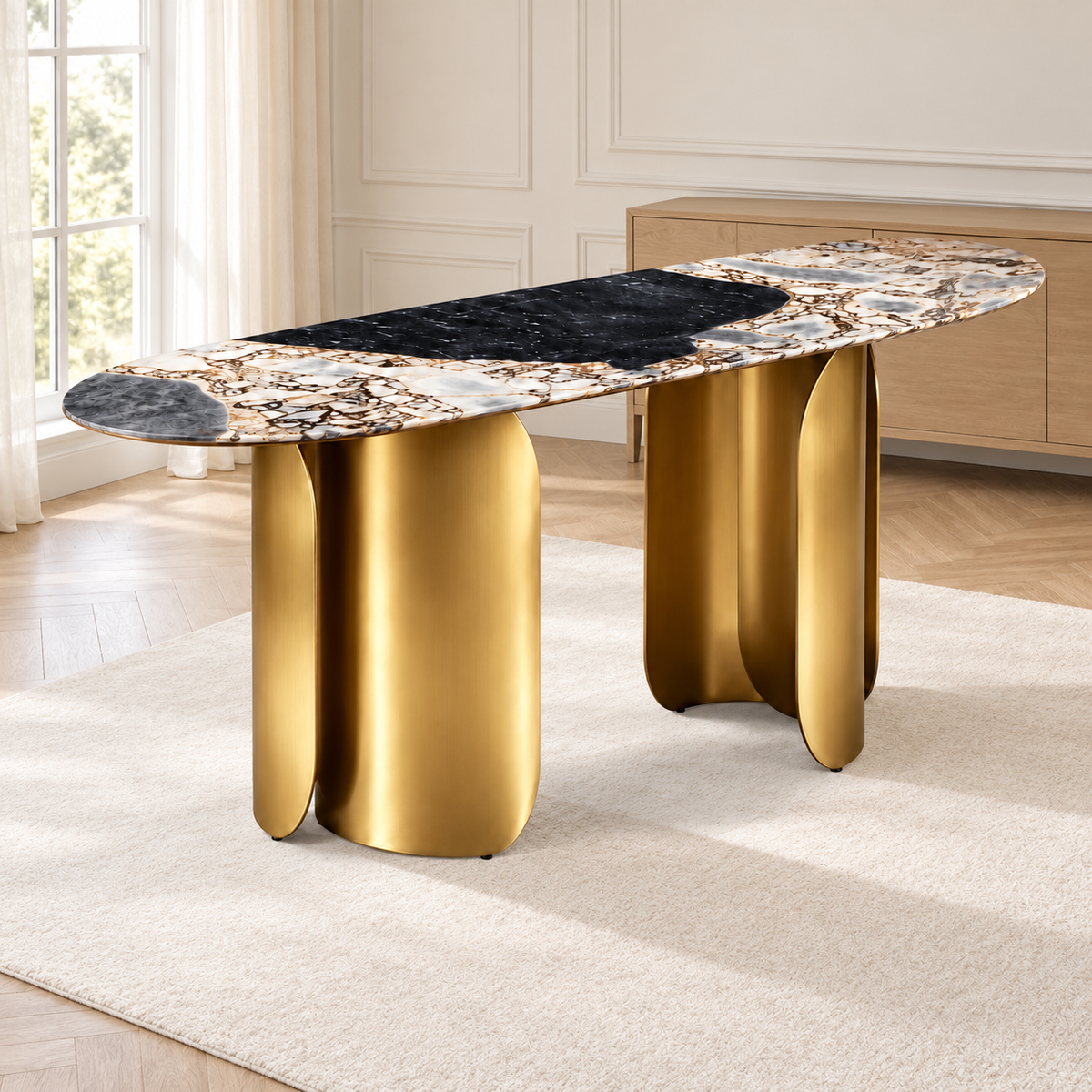 Twirl Ocean Storm Gold bar table