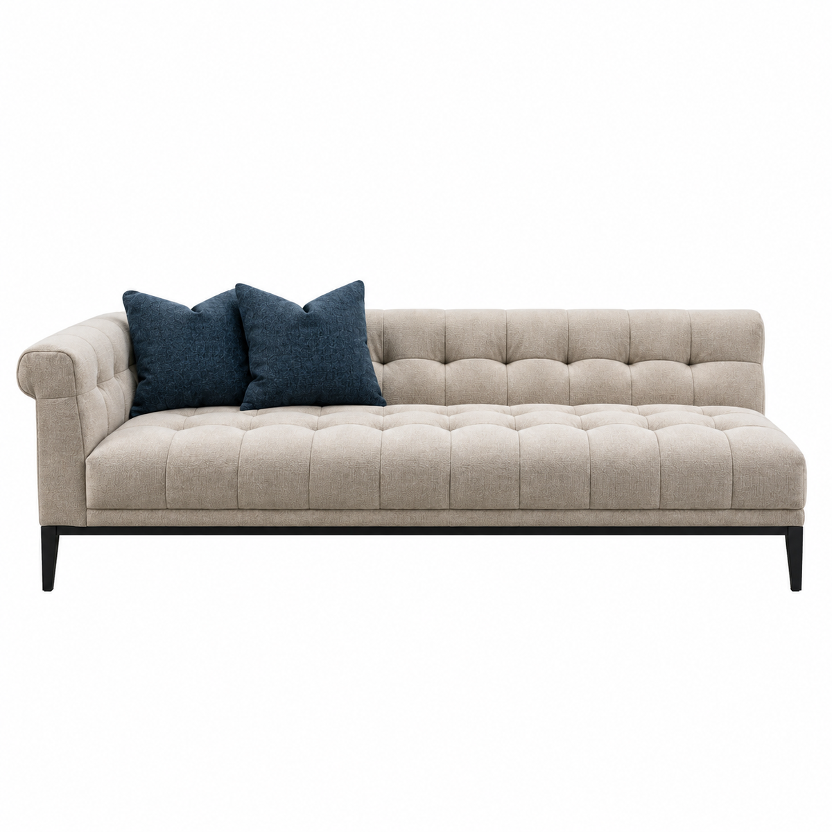 Agate Beige and Navy Cushion Sectional Raf