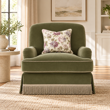 Jasmine Olive Arm Chair Fringe Skirted
