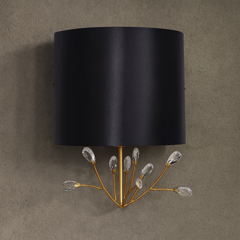 CRYSTAL FLOWER WALL SCONCE, GOLD