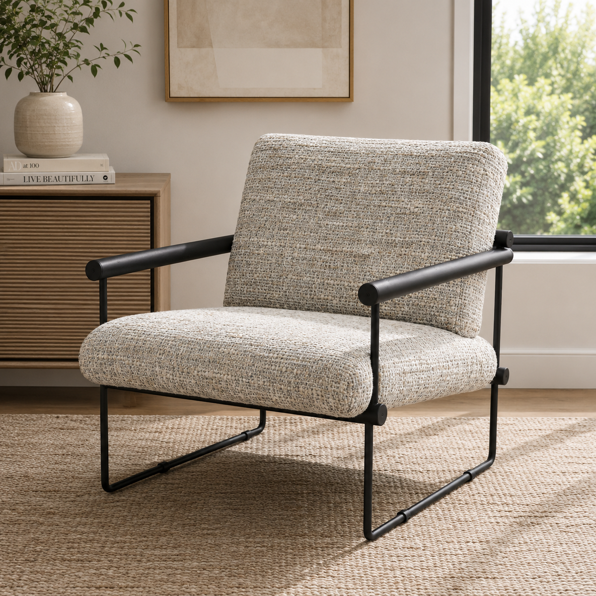 May Grey Boucle Accent Chair