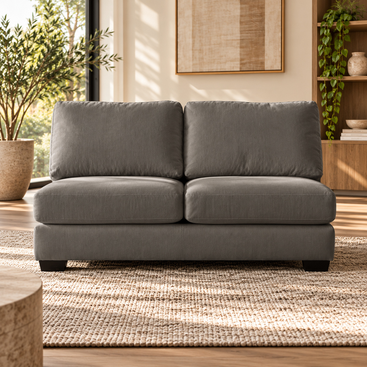 Scott Dark Grey Armless Loveseat