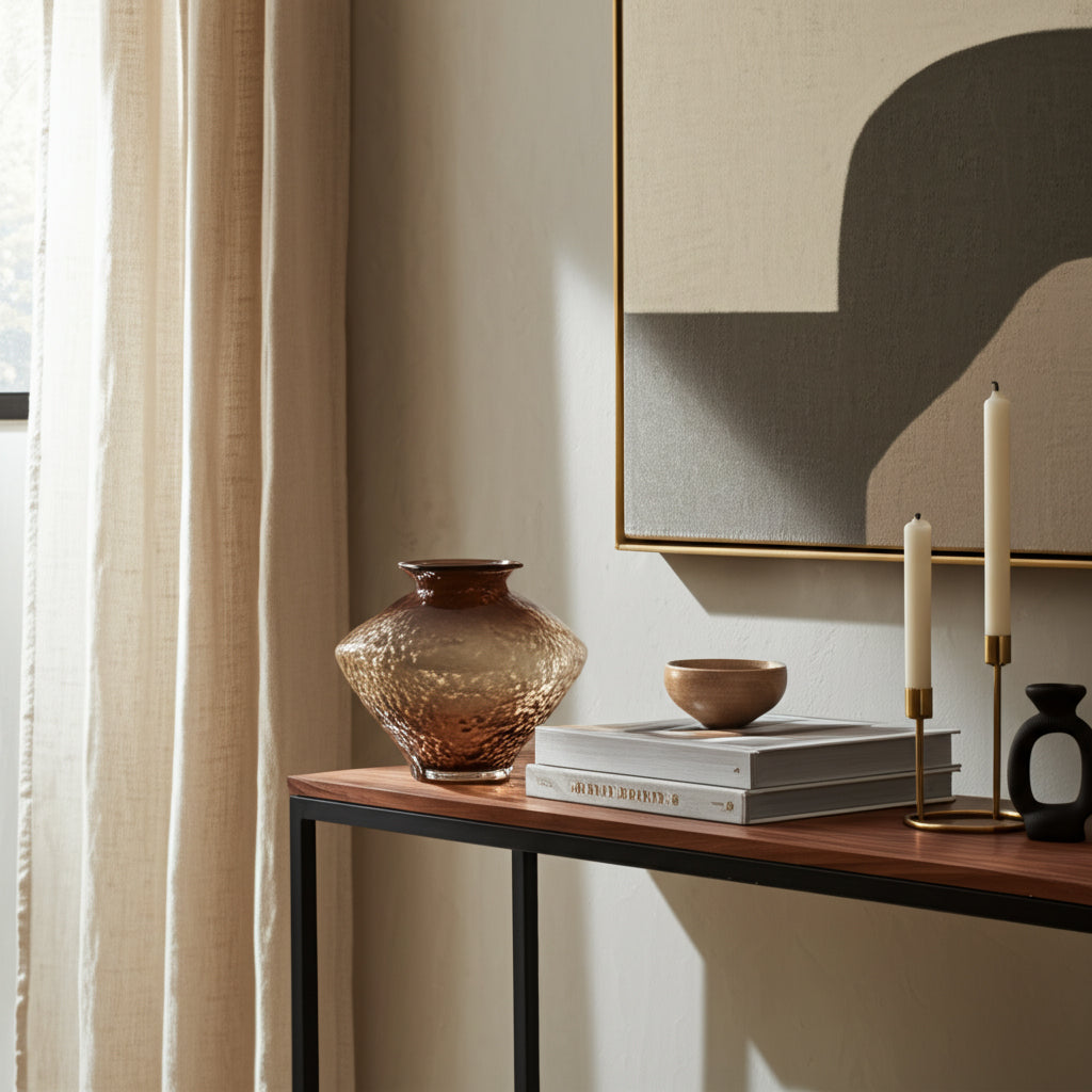 مزهرية تيرزاه زجاجية باللون البني Tirzah Brown Glass Vase