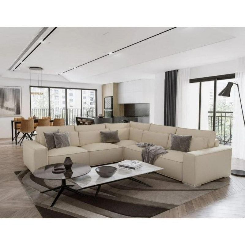 Royal | Elegant Velvet L-Shape Sofa - Beige - 299x299x71x64 cm