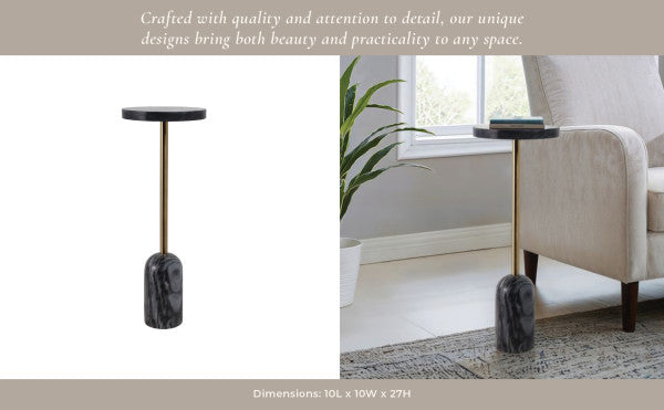 طاولة مشروبات بسطح رخام رمادي أنيق وقاعدة أنابيب MS