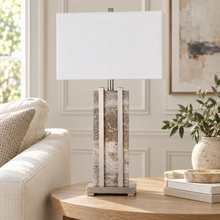 Stark Grey Travertine Table Lamp in Silver-76cm H