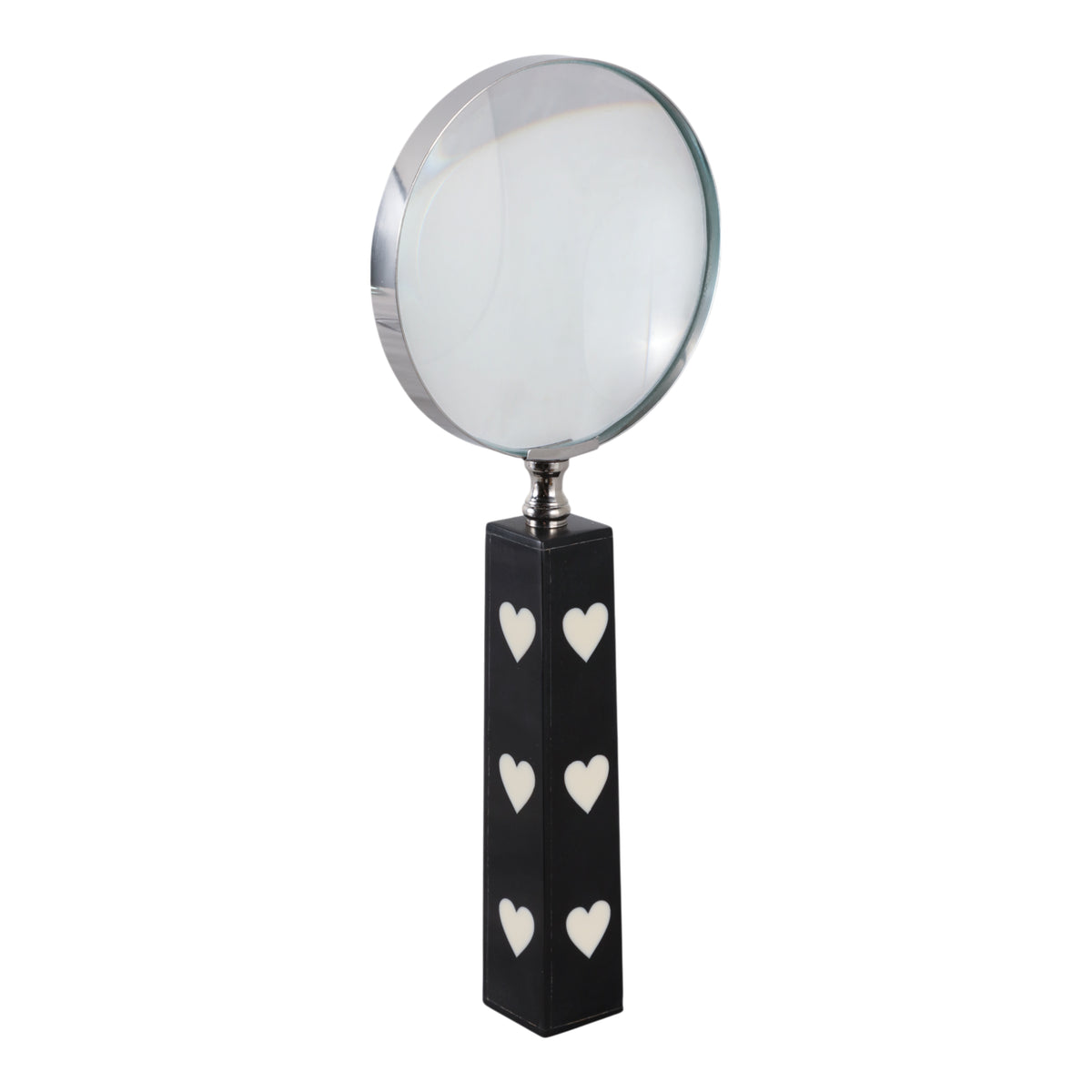 10x4" Hearts Handle Magnifying Glass, Black/white