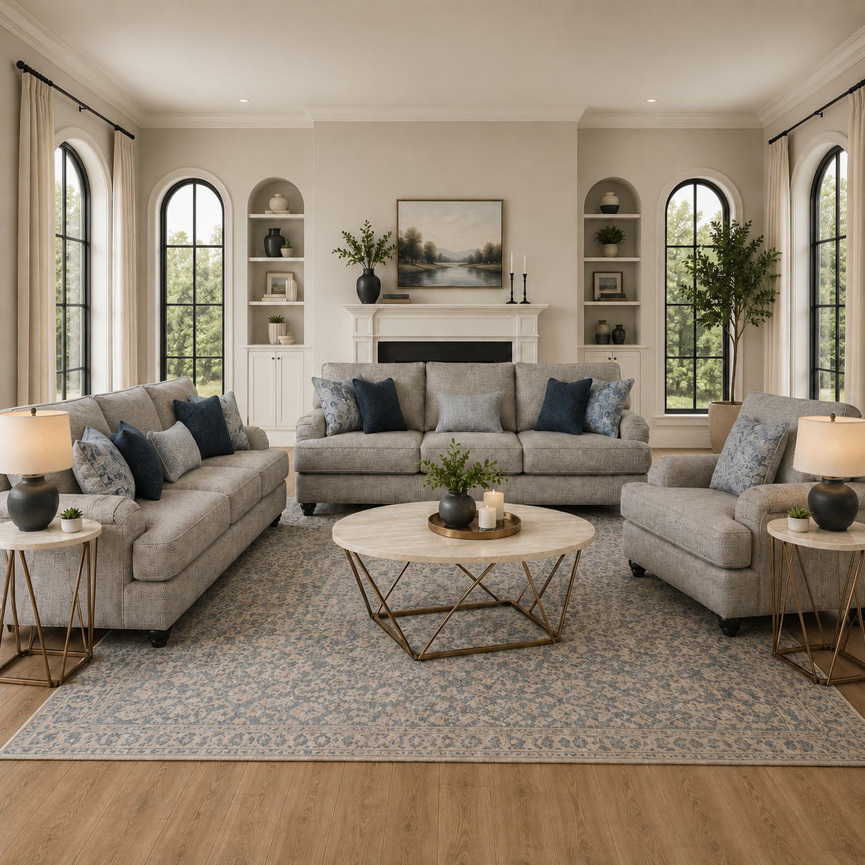 Tight-Rope Morren Sofa set with Free Tarica Table (Set of 3)