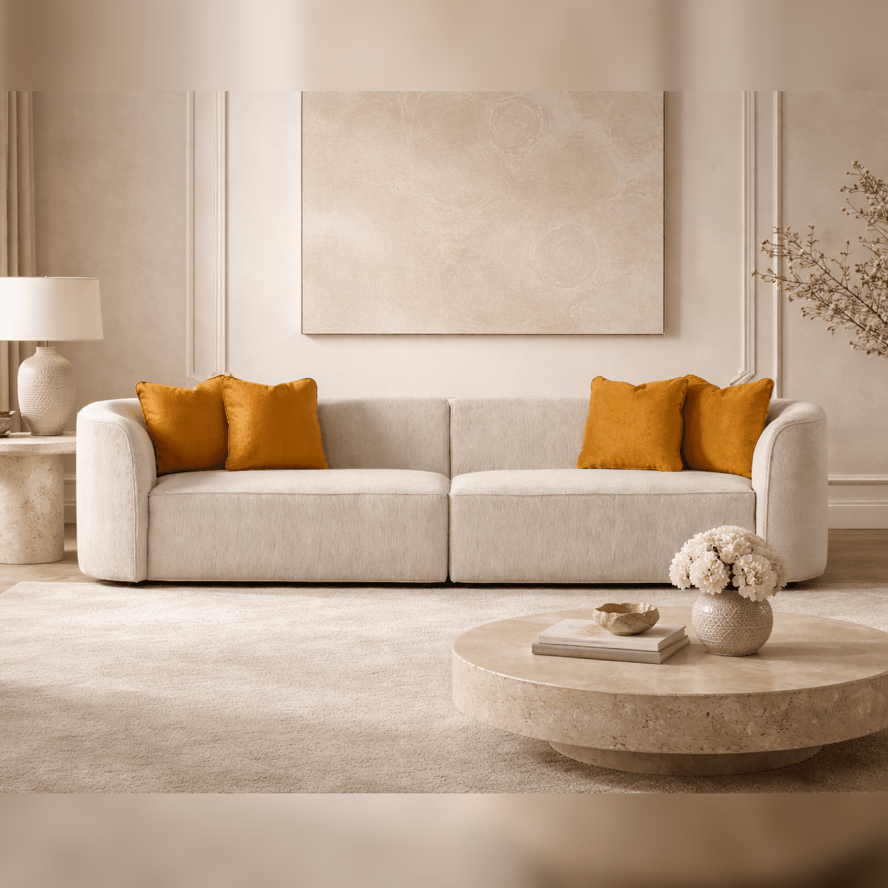 Dana Beige Mustard 4 Seater Sofa (287cm) XL Sofas| Roots Furniture