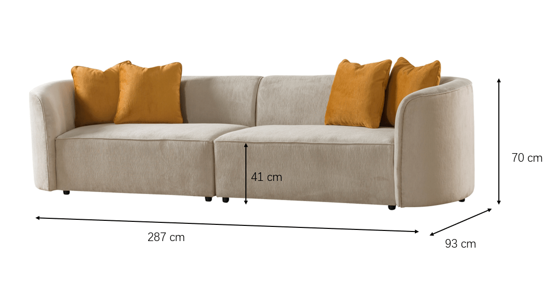 Dana Beige Mustard 4 Seater Sofa (287cm) XL Sofas| Roots Furniture