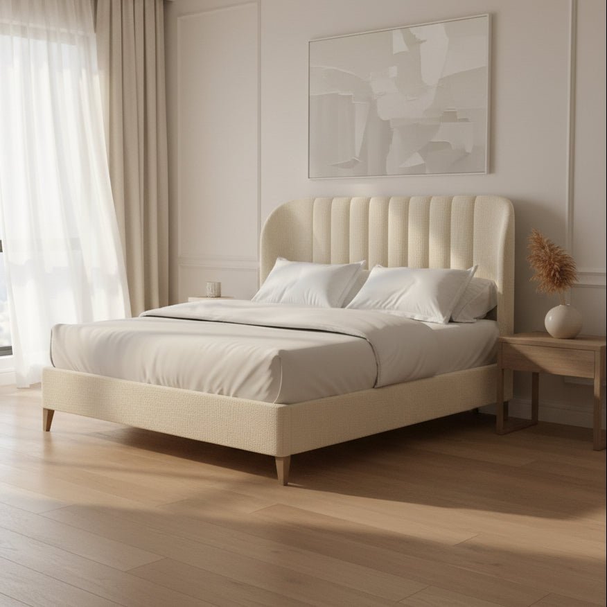 Dante Wide Chn 5/0 Uph Sh Bed -Custard Beds| A.R.T. Furniture