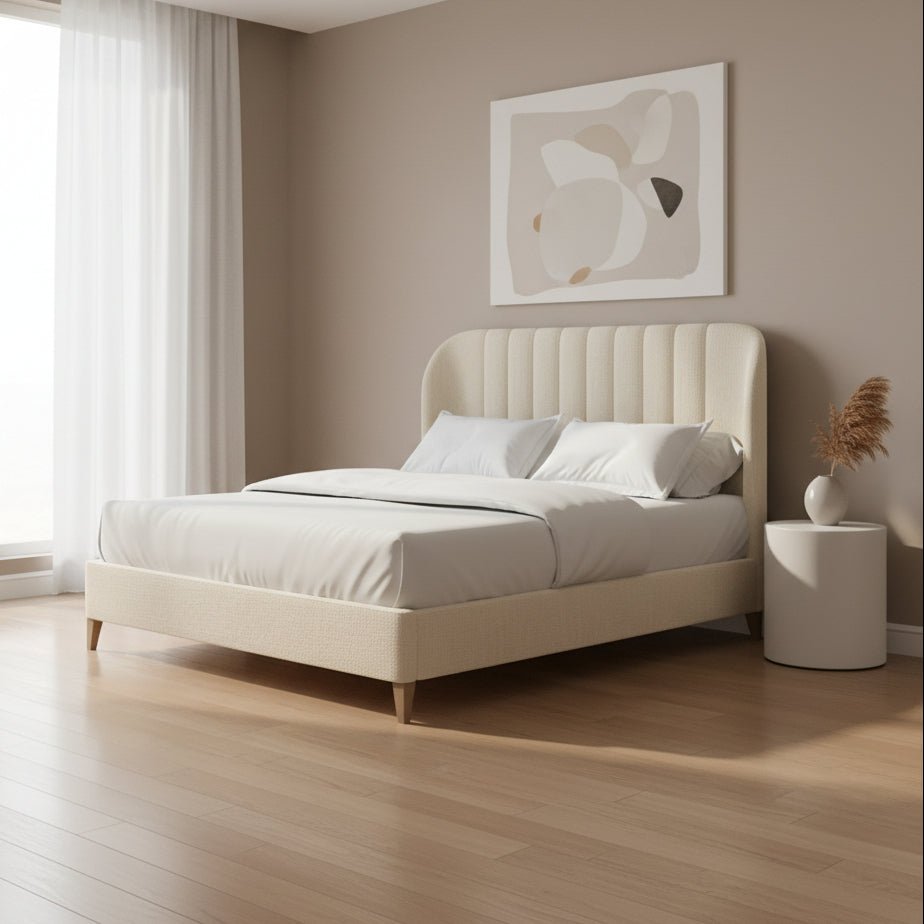 Dante Wide Chn 6/6 Uph Sh Bed -Custard Beds| A.R.T. Furniture
