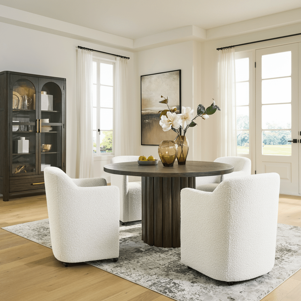 Darimore Round Dining Room Set with 4 Arm chaies Dining Room Sets| Ashley Homestore