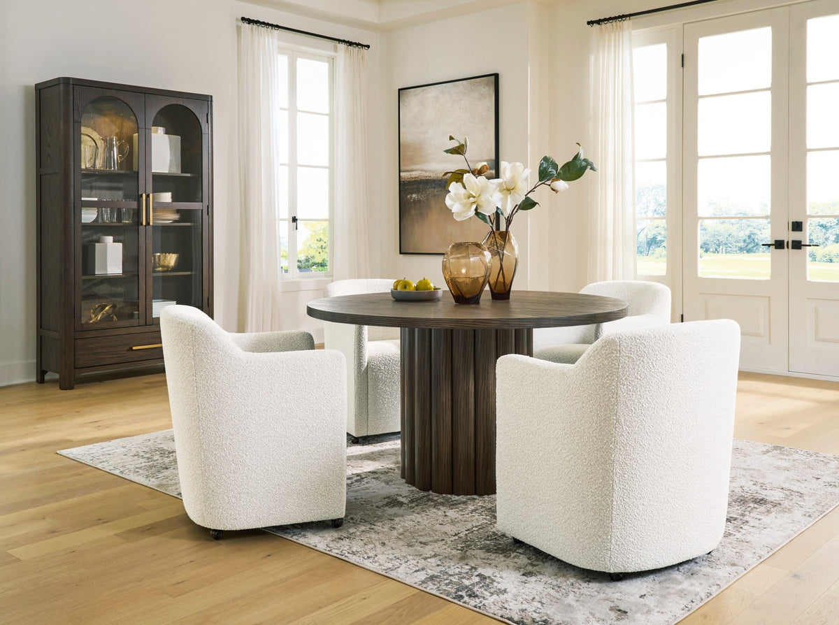 Darimore Round Dining Room Set with 4 Arm chaies Dining Room Sets| Ashley Homestore