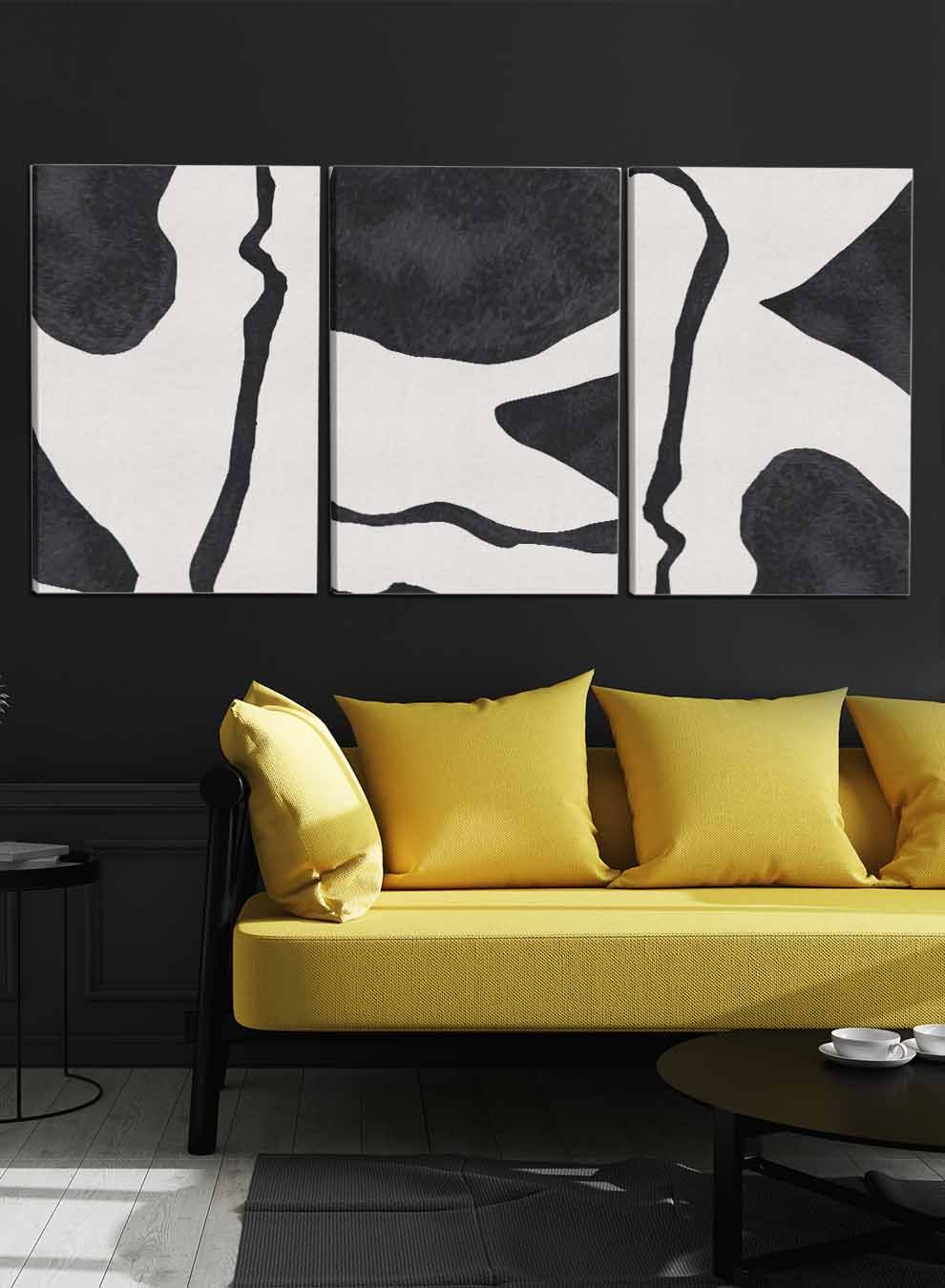 Dark Abstract Paintings(set of 3) Paintings & Pictures| LOWHA