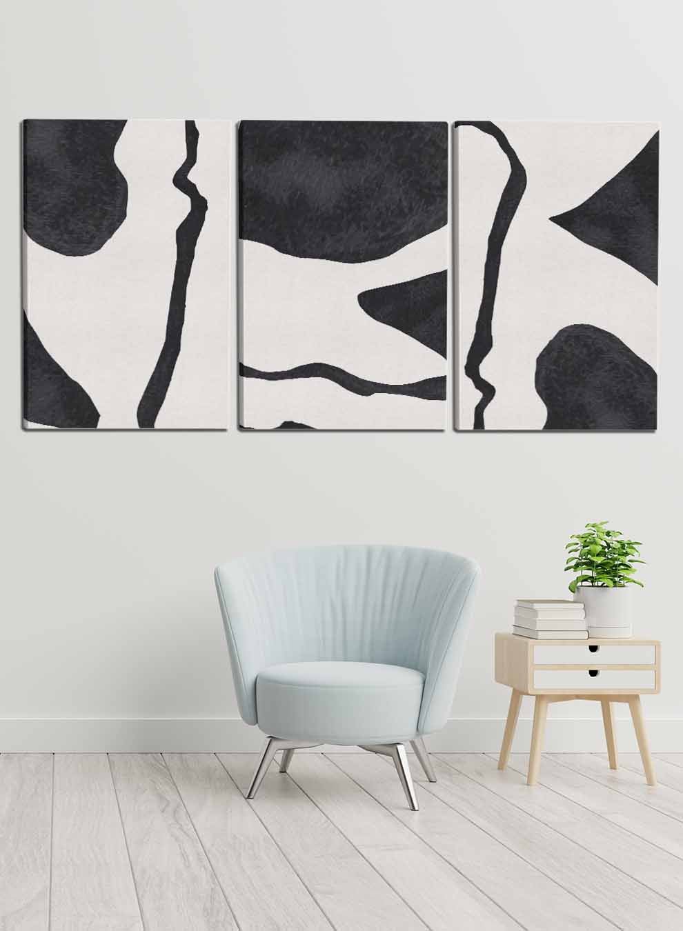 Dark Abstract Paintings(set of 3) Paintings & Pictures| LOWHA