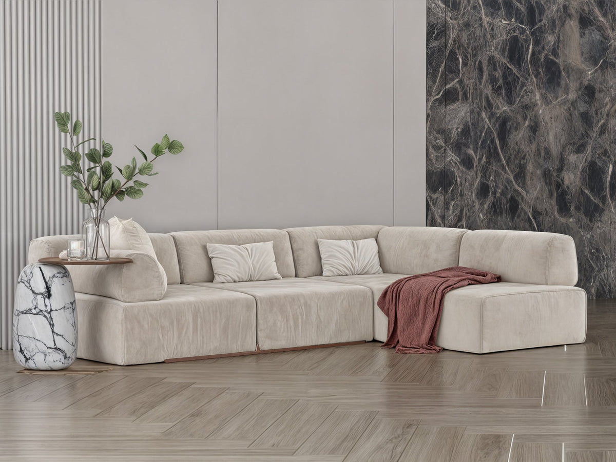 Dark beige corner sofa model "Raqi" in size 265×140 Sectionals| Oak
